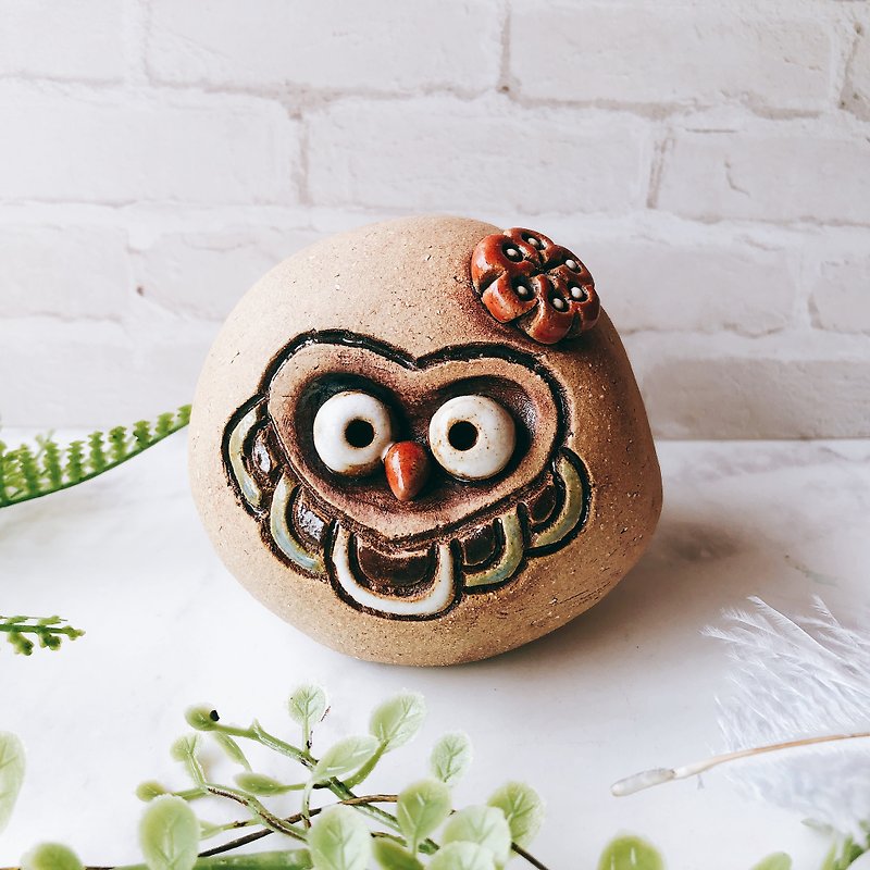 C-36 Owl Pottery Bell│Yoshino Eagle x Office Small Object Pottery Design Bell Cute Gift - ของวางตกแต่ง - ดินเผา 