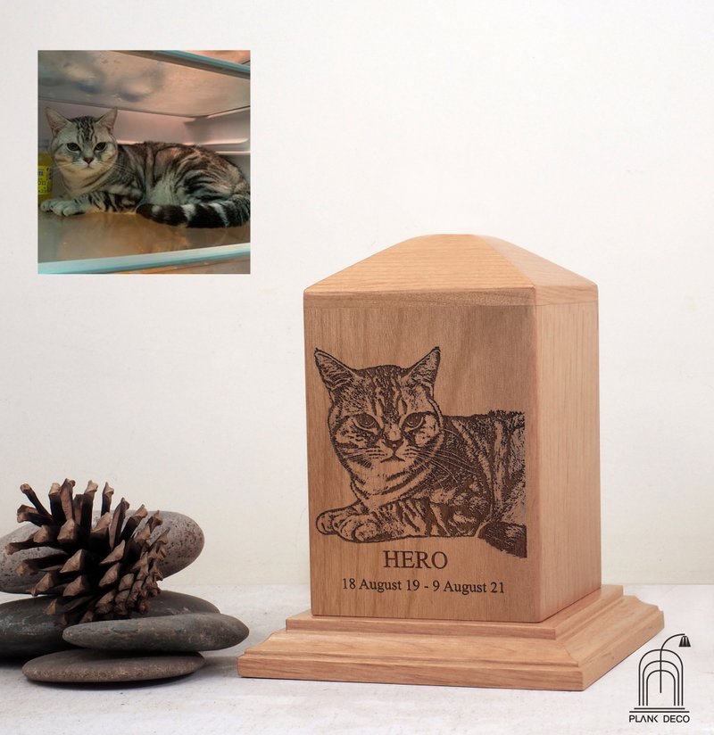 Pet Urn, Custom Urn, Keepsake Wood Box, Pet Memorial, Engraved, cat urn - Other - Wood Gold