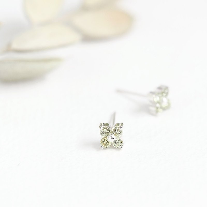 Peridot Flower Earrings Silver 925 - Earrings & Clip-ons - Other Metals Yellow