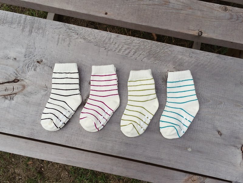 1-3 Years Old Cotton Striped Socks - Set of 4 Colors - Baby Socks - Cotton & Hemp Multicolor