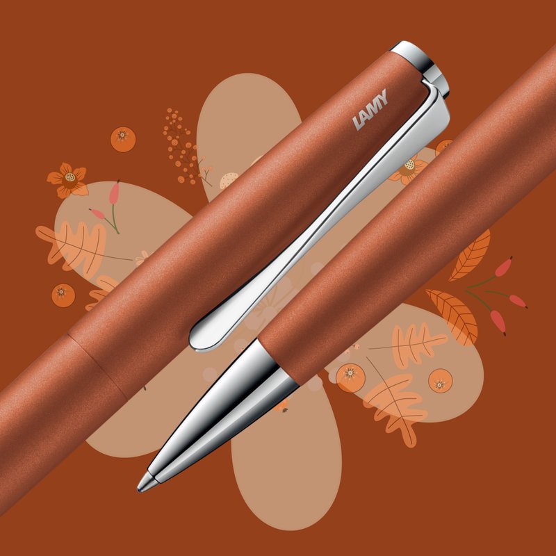 [Free laser engraving] LAMY ball pen + pencil case gift box/studio series-terracotta red - ปากกา - อลูมิเนียมอัลลอยด์ สีส้ม