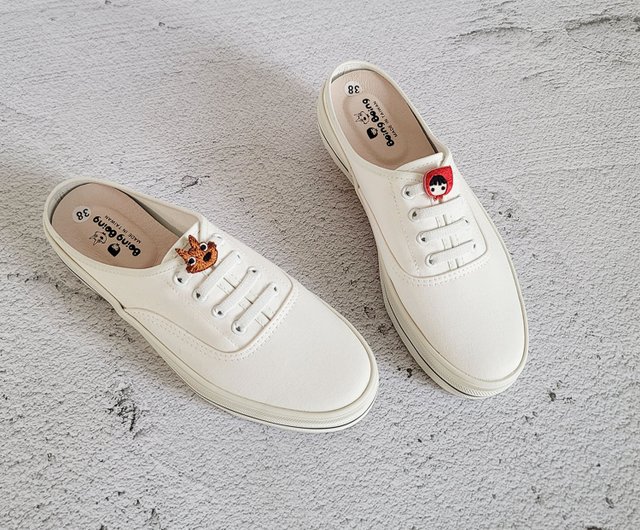 ラフなミュールスニーカー ホワイトレディースシューズ - ショップ BoingBoing Story shoes スリッポン - Pinkoi