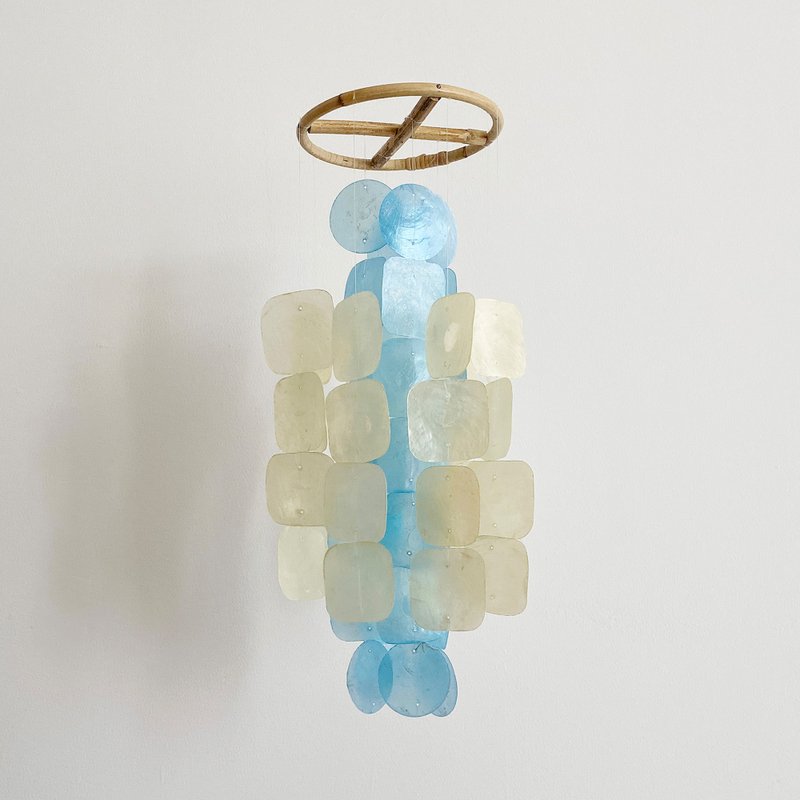 DIY-KIT| Samcheong Hanbok-Blue-Square, Circle| Shell Wind Chime Mobile | #0-361 - 其他 - 貝殼 藍色