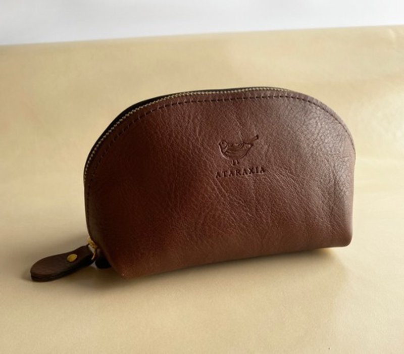 Plump leather pouch Brown (Italian leather Arizona) Also for bag-in-bag ☆ - Toiletry Bags & Pouches - Genuine Leather 