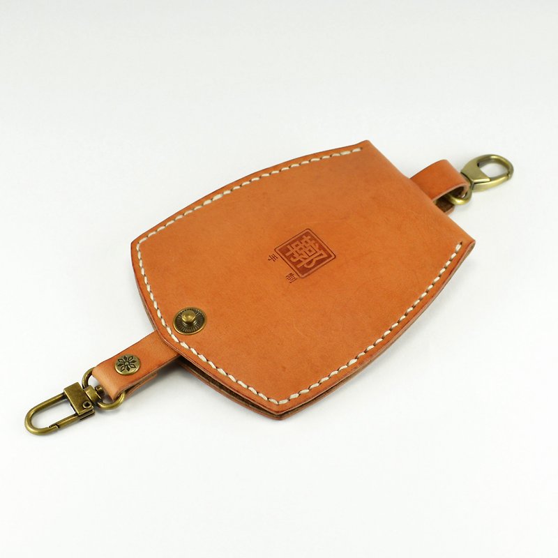 Original leather color vegetable tanned leather hand-sewn skylight modeling key set - Keychains - Genuine Leather 
