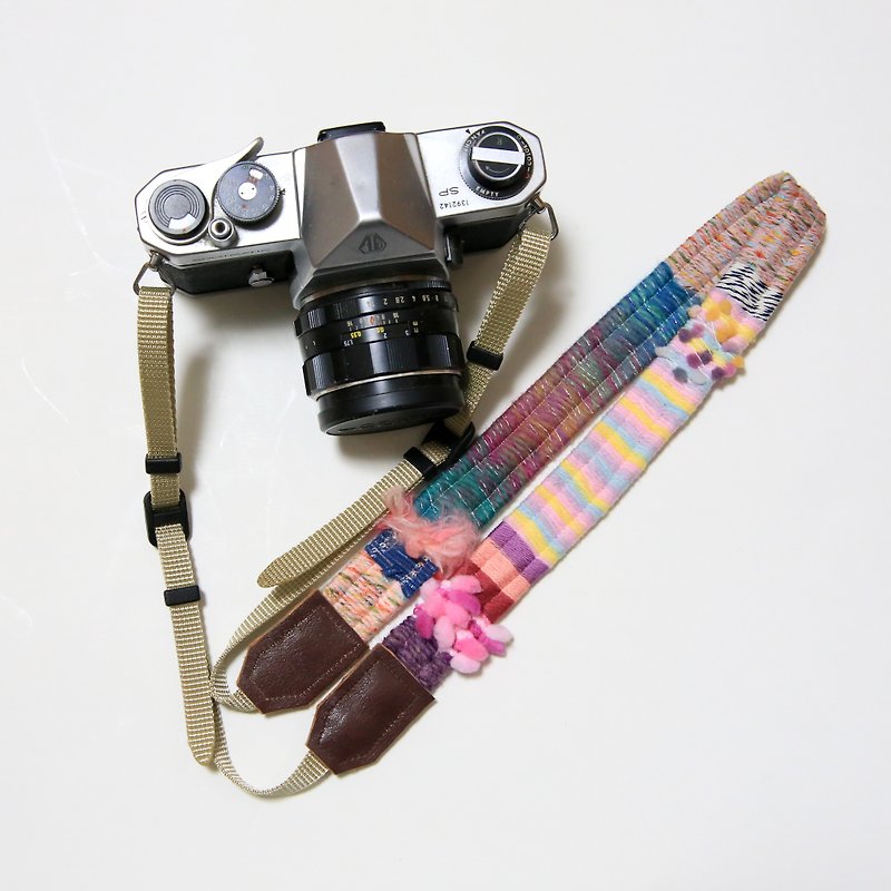 ヤーンのカメラストラップ#12/1/4再販 - パスケース - その他の素材 ピンク