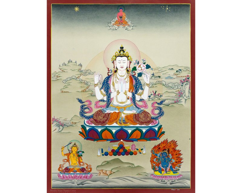 Authentic Chenrezig Thangka – Inner Peace -B12835 - Wall Décor - Other Materials 