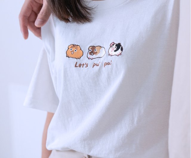 Guinea pig electric embroidery T-shirt Huaxia Se pui pui style