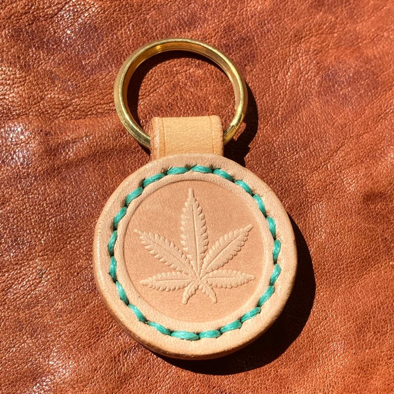 -Weed- レザーキーホルダー - 鑰匙圈/鑰匙包 - 真皮 咖啡色