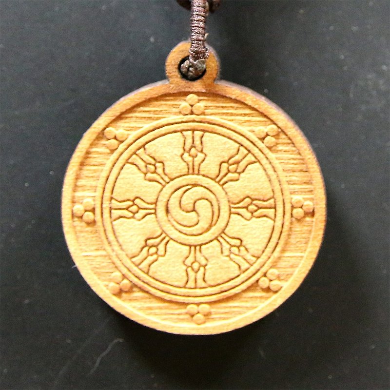 【Tibetan Cypress】Eight Ruixiang Blessing Charm-Golden Wheel (Prosperous family, continuous flow) - พวงกุญแจ - ไม้ 