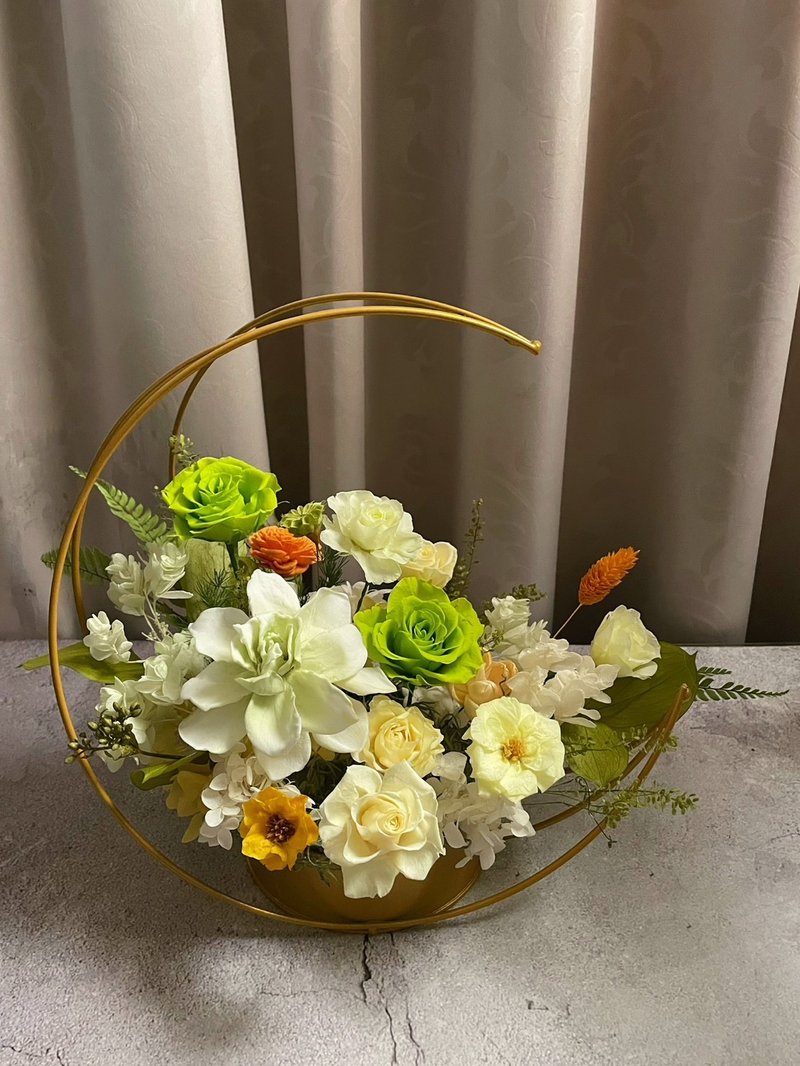 【花訴花藝】暖綠色系列永生桌花/開幕花禮/升遷花禮/祝賀花禮 - 乾燥花/永生花 - 植物．花 多色