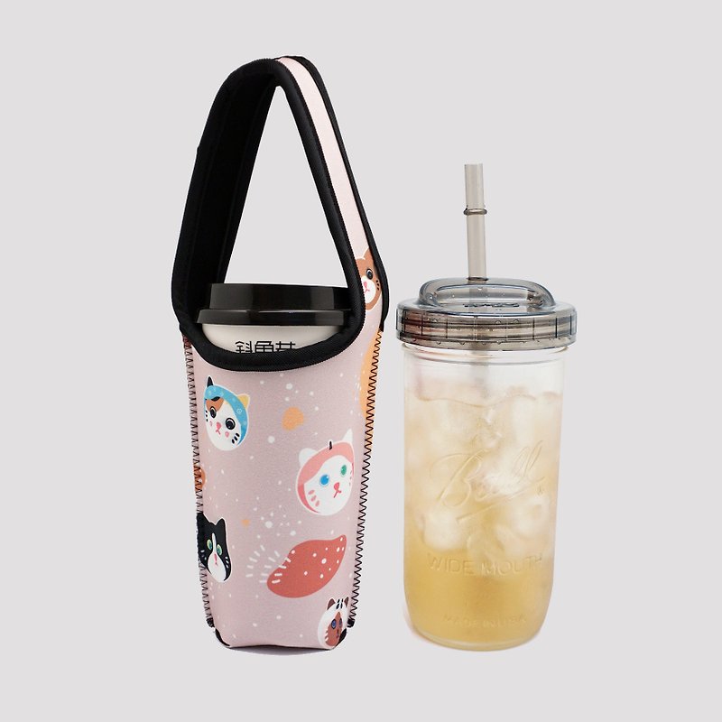 Spot BLR Environmental Protection Combination Beverage Bag Mason Jar 24oz Wide Mouth Straw with Cup Lid - ถุงใส่กระติกนำ้ - แก้ว สึชมพู