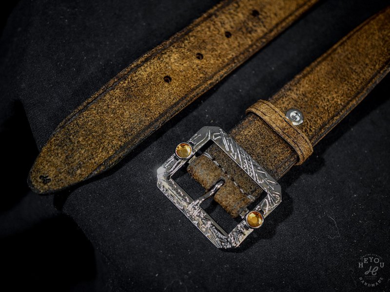 Western Special Leather Belt 西部風皮革腰帶 - 皮帶/腰帶 - 真皮 咖啡色