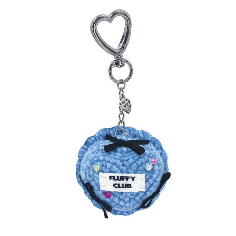 HEART LOVE  MINI CAKE  KEYCHAIN (SKY BLUE CREAM) - 鑰匙圈/鑰匙包 - 繡線 藍色
