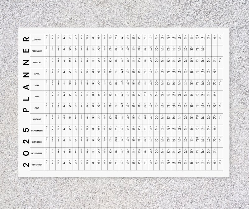 Pure & Simple 2025 White Aesthetic Calendar, 2025 printable calendar - 電子手帳及素材 - 其他材質 