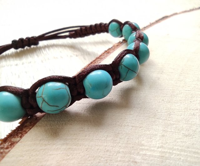 Turquoise and White Crystals Clay Beads Shamballa Bracelet - Ephori London  - Luxury custom natural stone beaded bracelets