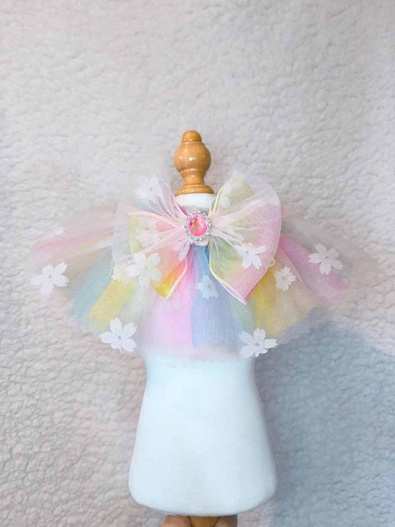 彩色彩虹色 輕薄紗 櫻花 變色 造型頸飾 頸項 collar - 寵物衣服 - 棉．麻 粉紅色