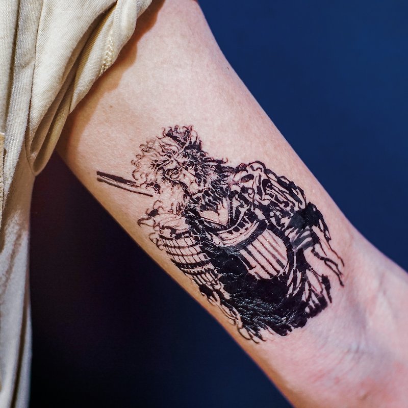 齊天大聖孫悟空 神話角色 水墨刺青 紋身貼紙 馬騮猴子動物 Man僧 - 紋身貼紙/刺青貼紙 - 紙 黑色