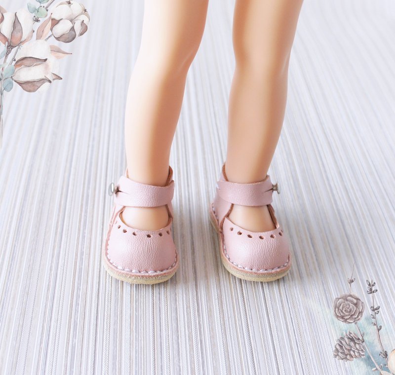 Leather shoes for Paola Reina pale pink color, Handmade shoes for dolls - ตุ๊กตา - หนังแท้ สึชมพู