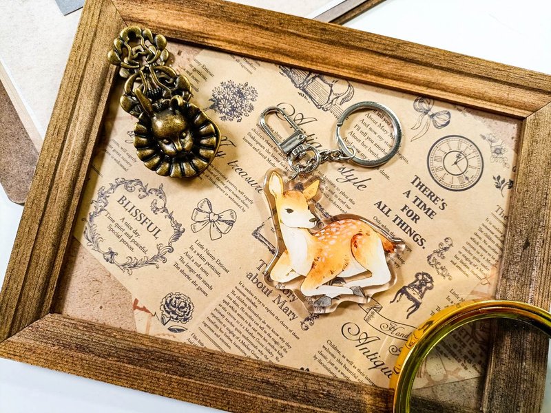 KR519可愛吊飾cute pendant_梅花鹿Sika deer.A - 鑰匙圈/鑰匙包 - 塑膠 多色