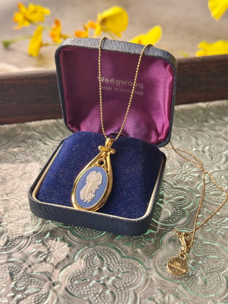 西洋古董珠寶Wedgwood浮雕玉石項鏈 藍白玉石頸鏈 送禮 - 項鍊 - 其他材質 藍色