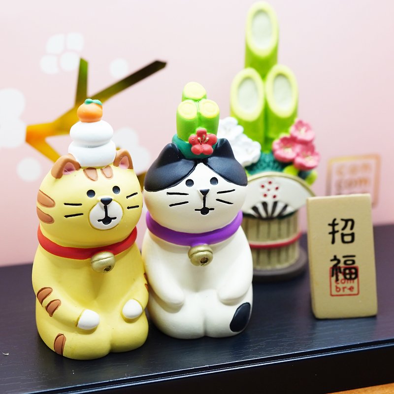 Decole Concombre Japan - New Years with Kittens - ของวางตกแต่ง - เรซิน 