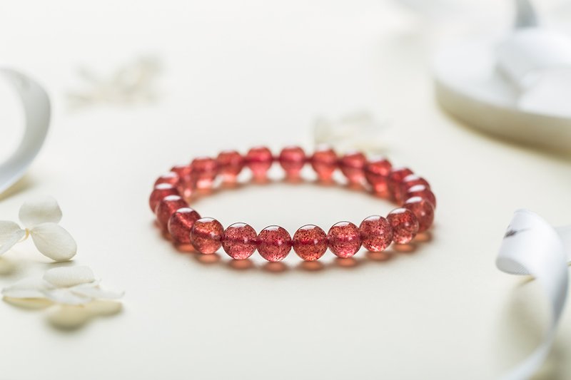 頂級 草莓晶 手鍊 - 愛情水晶 吸引正緣 守護愛情 - 手鍊/手鐲 - 水晶 紅色