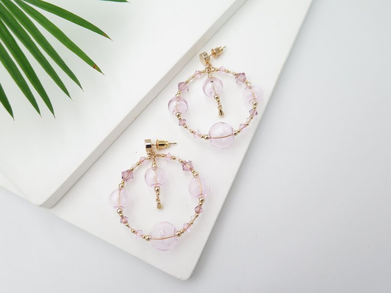 COLE COOL Bubble earrings pink Glass Earrings - ต่างหู - แก้ว สึชมพู