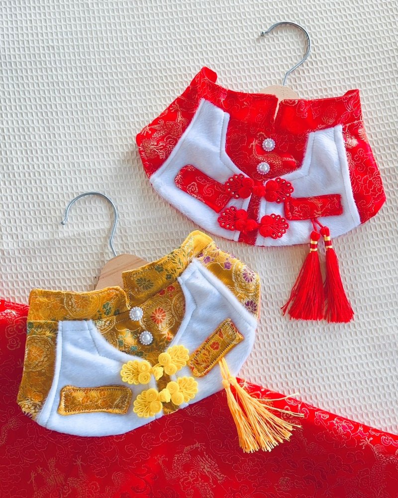 ผ้าพันคอน้องหมาน้องแมว รุ่น Red & Gold Chinese new year - Boy - ปลอกคอ - ผ้าฝ้าย/ผ้าลินิน หลากหลายสี