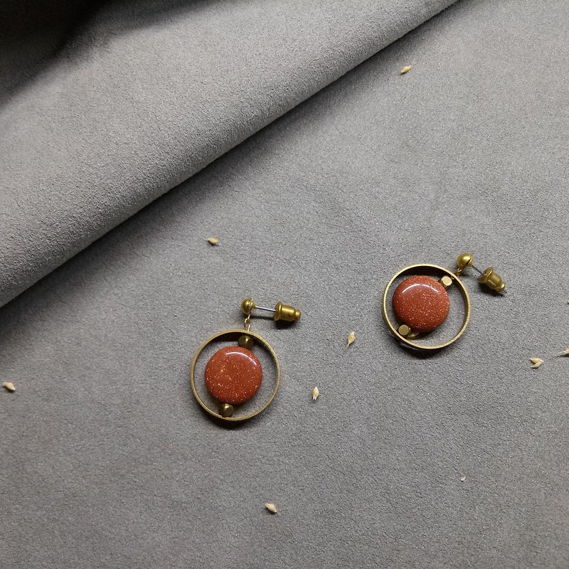 金砂石個性設計款耳環- 耳針 / 耳夾 - 耳環/耳夾 - 寶石 橘色