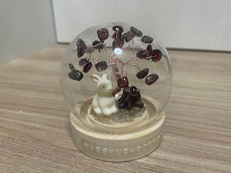 Customized big rabbit style | Crystal tree series micro landscape crystal ball | Cute | Home decoration - Items for Display - Crystal Red
