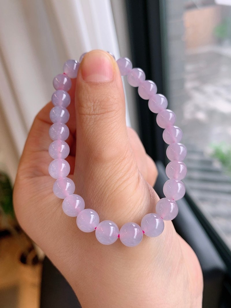 Ice jade natural jade A jade jade bead chain bracelet necklace • Ice jade pink and purple jade bracelet - Bracelets - Jade Pink