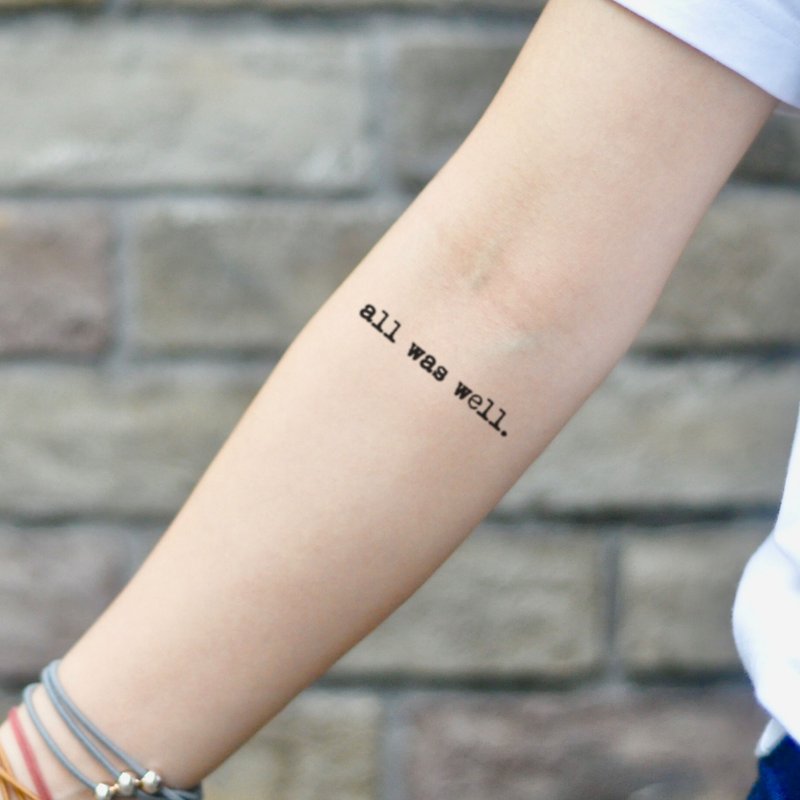 All Was Well Temporary Tattoo Sticker (Set of 2) - OhMyTat - Temporary Tattoos - Paper Black