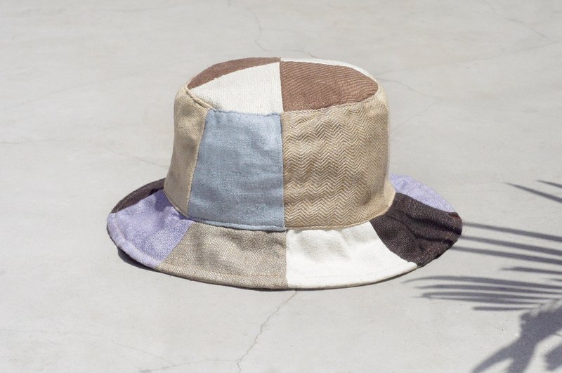 Valentine's Day gift limit a fresh forest wind splicing hand-woven cotton hat / fisherman hat / sun hat / patch cap - vanilla latte coffee hit color stitching design wind - หมวก - ผ้าฝ้าย/ผ้าลินิน หลากหลายสี