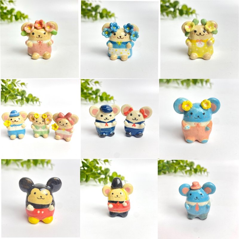 Cute handmade ceramic mice in various designs. - Items for Display - Pottery Multicolor