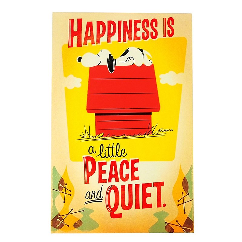 Snoopy Retro Billboard - Happiness is Tranquility【Hallmark-Peanuts Decoration/Ornament】 - ของวางตกแต่ง - โลหะ สีเหลือง