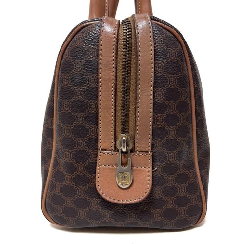 本物☆セリーヌ マカダム ハンドバッグ ミニボストン ミニトートバッグ ブラウン 本物 CELINE セリーヌ 2way ハンドバッグ ミニボストン PVC