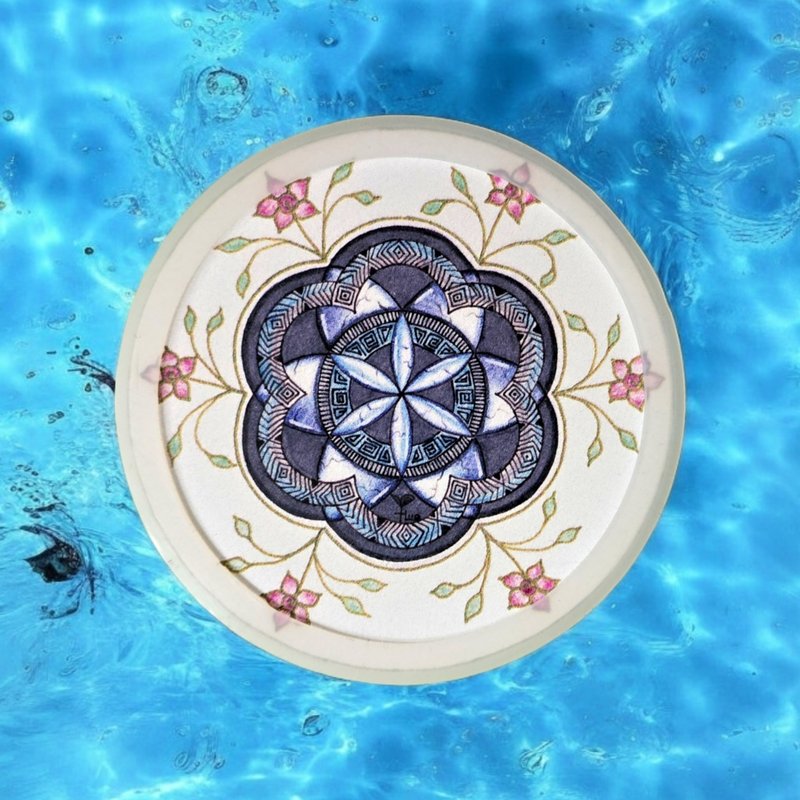 Double-sided ceramic coaster Flower of Life-Truth - ของวางตกแต่ง - ดินเผา 