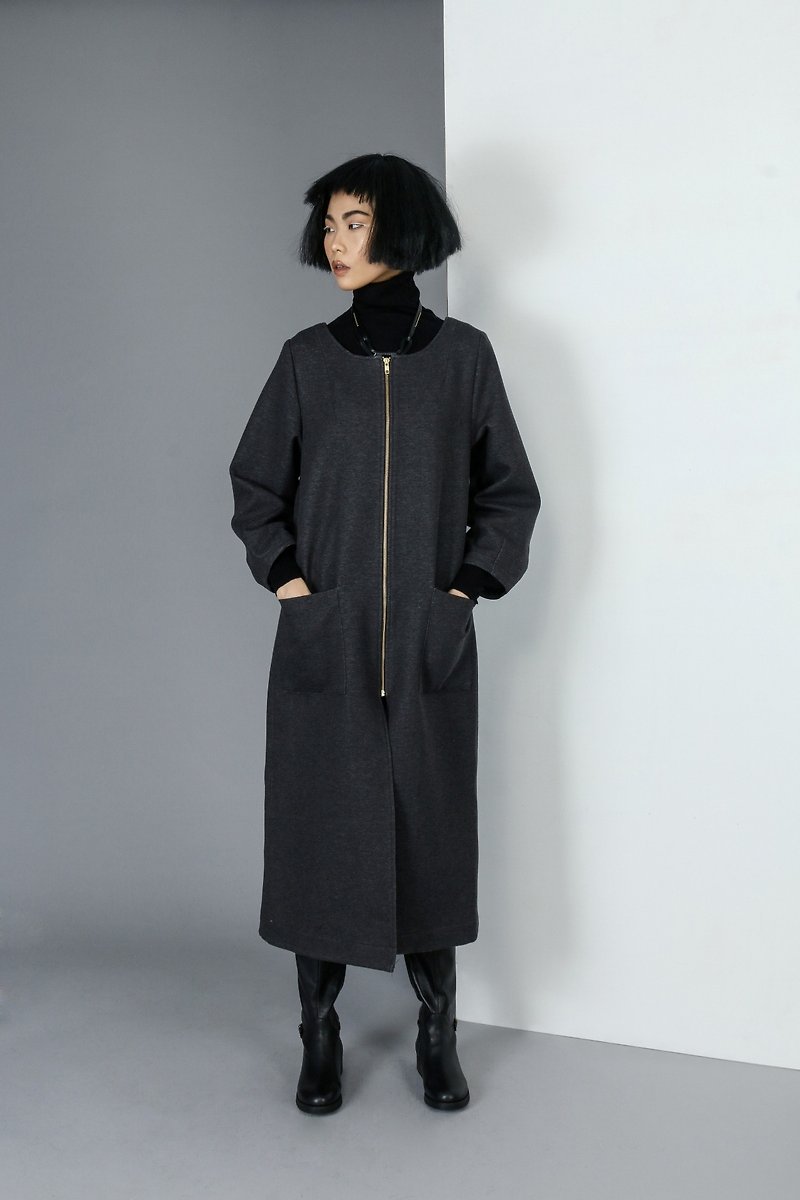 [Order] long coat coat - เสื้อแจ็คเก็ต - เส้นใยสังเคราะห์ สีเทา