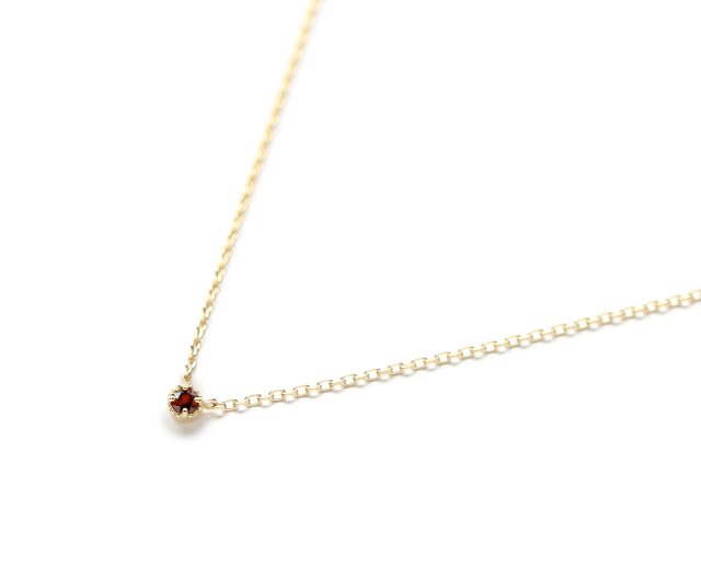 January Birthstone K10 Garnet One Grain Necklace ~Petela~ (K18