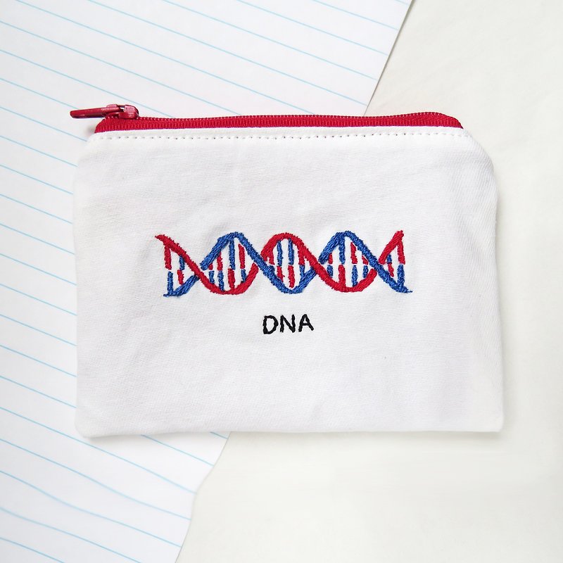 Lifelong Learning series: Biology DNA Bag - กระเป๋าใส่เหรียญ - งานปัก สีแดง