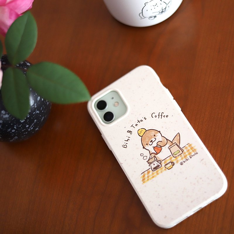 Shine original cute otter drinking coffee illustration environmental protection mobile phone case iPhone series adaptation - Phone Cases - Eco-Friendly Materials 