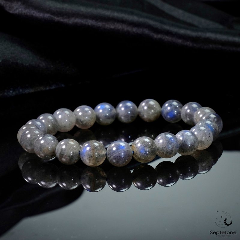 Raw stone blue light labradorite│crystal bracelet protects love and promotes interpersonal balance and magnetic field customization - สร้อยข้อมือ - คริสตัล สีเทา