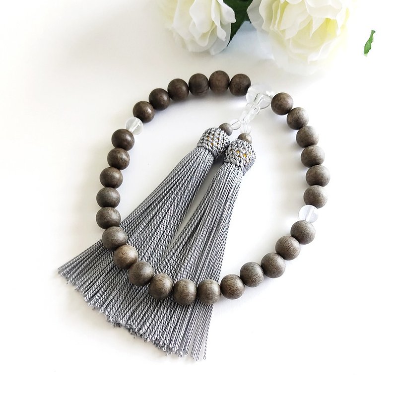 [For men/Main ball 10mm] Extremely simple gray wood rosary/Informal rosary/Haibusa - Bracelets - Wood Gray