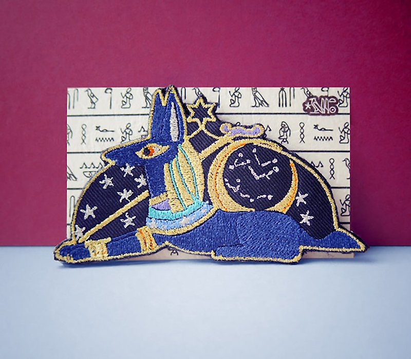 Anubis /embroidery charm&brooch - Brooches - Thread Blue