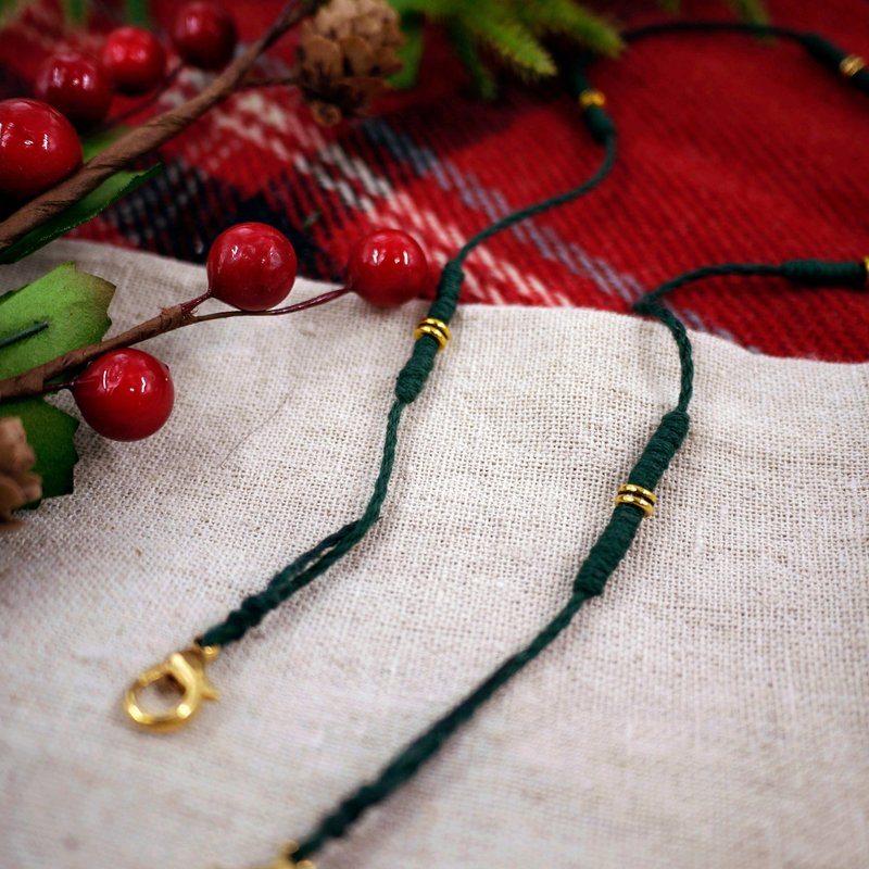 Mask lanyard / Mask chain- Weave Style - Green - หน้ากาก - ผ้าฝ้าย/ผ้าลินิน สีเขียว