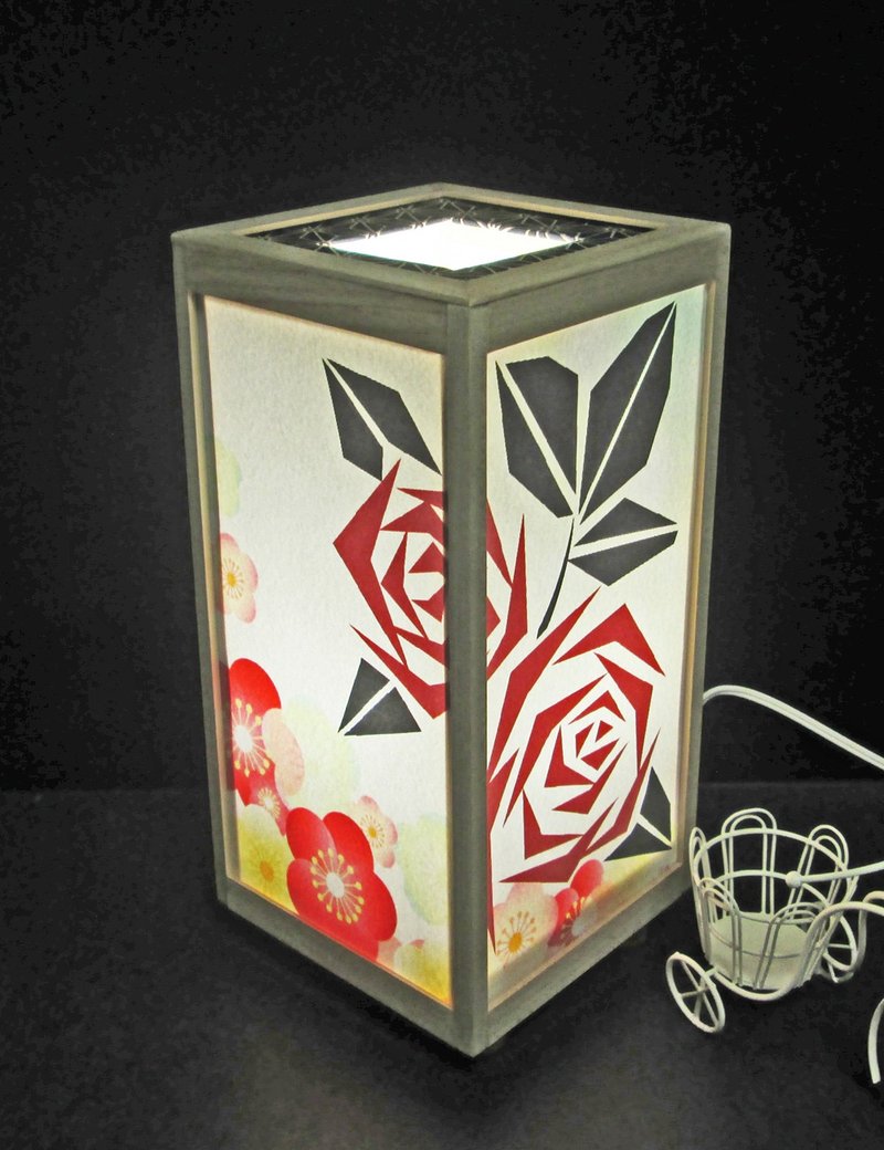 Rough cypress frame construction, flower candles, whispering roses in the spring breeze, LED, thick high-quality paper, lightweight, dream-like smiles! - Lighting - Wood Orange