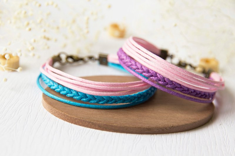 Mix and match style / hand-woven bracelet - Bracelets - Other Materials Pink