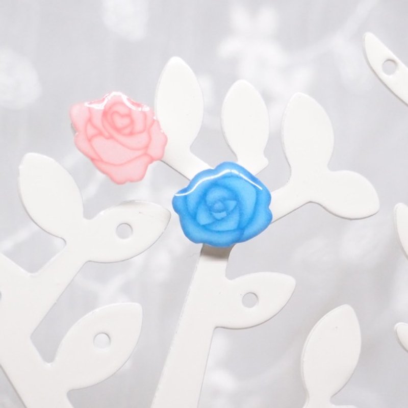 Fox Garden asymmetric rose earrings / earrings / earrings / ear clips Christmas gifts exchange gifts**If you do not specify the transparent ear clip shipping** - Earrings & Clip-ons - Plastic Multicolor