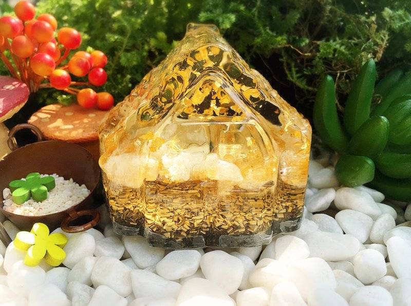 自由能源/Orgonite能量淨化、發生器/金箔黃水晶招財房子能量石 - 其他 - 其他材質 